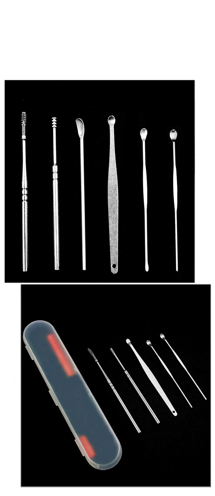 Stainless Steel Ear Pick 6-Piece Ear Spoon 5-Piece Set Earpick Spiral Spring Ear Spoon Set Ear Picking Tools Stainless Steel Ear Pick 6-Piece Ear Spoon 5-Piece Set Earpick Spiral Spring Ear Spoon Set Ear Picking Tools