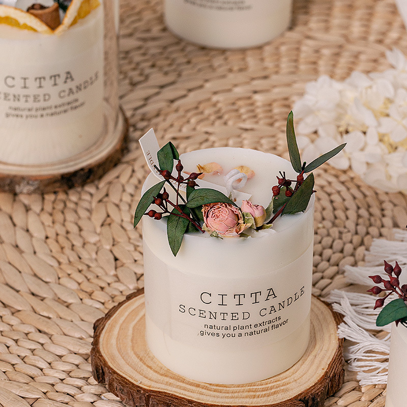 Ximoss Aromatherapy Candle Suit Mori Style Gift Box Glass Cover Essential Oil Fragrance Dried Flower Valentine&#039;s Day Gift Candle Wholesale