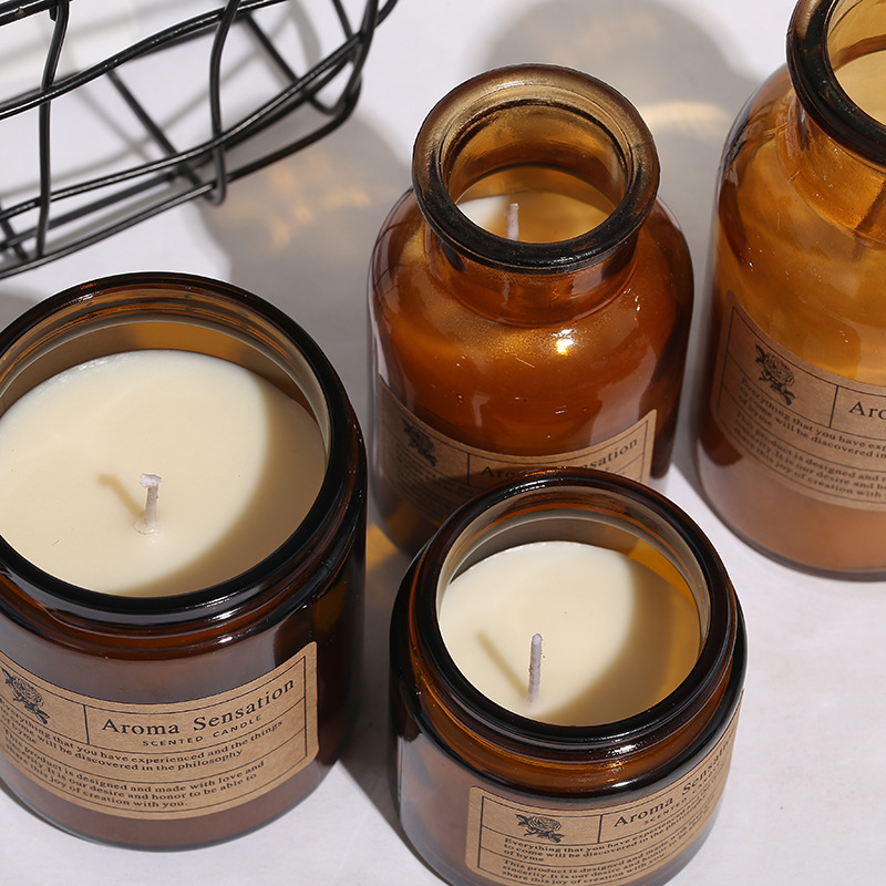 Wedding Gift Small Brown Simple Aromatherapy Candle Home Indoor Fragrance Hotel Fragrance Candle 80G