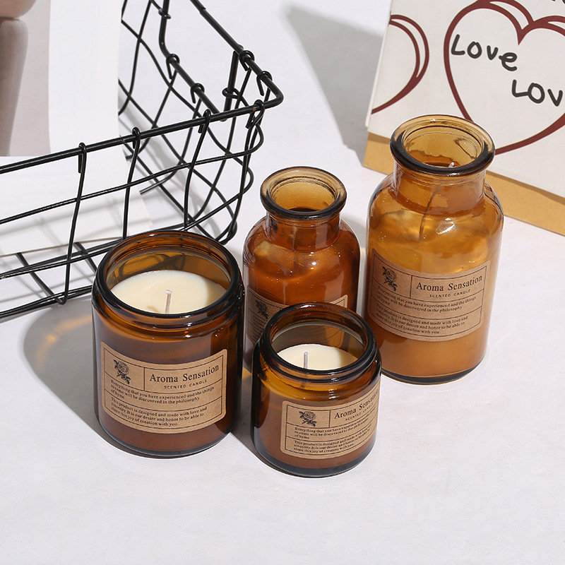 Wedding Gift Small Brown Simple Aromatherapy Candle Home Indoor Fragrance Hotel Fragrance Candle 80G