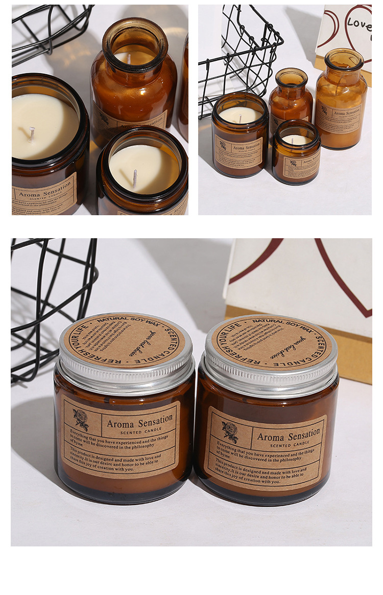 Wedding Gift Small Brown Simple Aromatherapy Candle Home Indoor Fragrance Hotel Fragrance Candle 80G