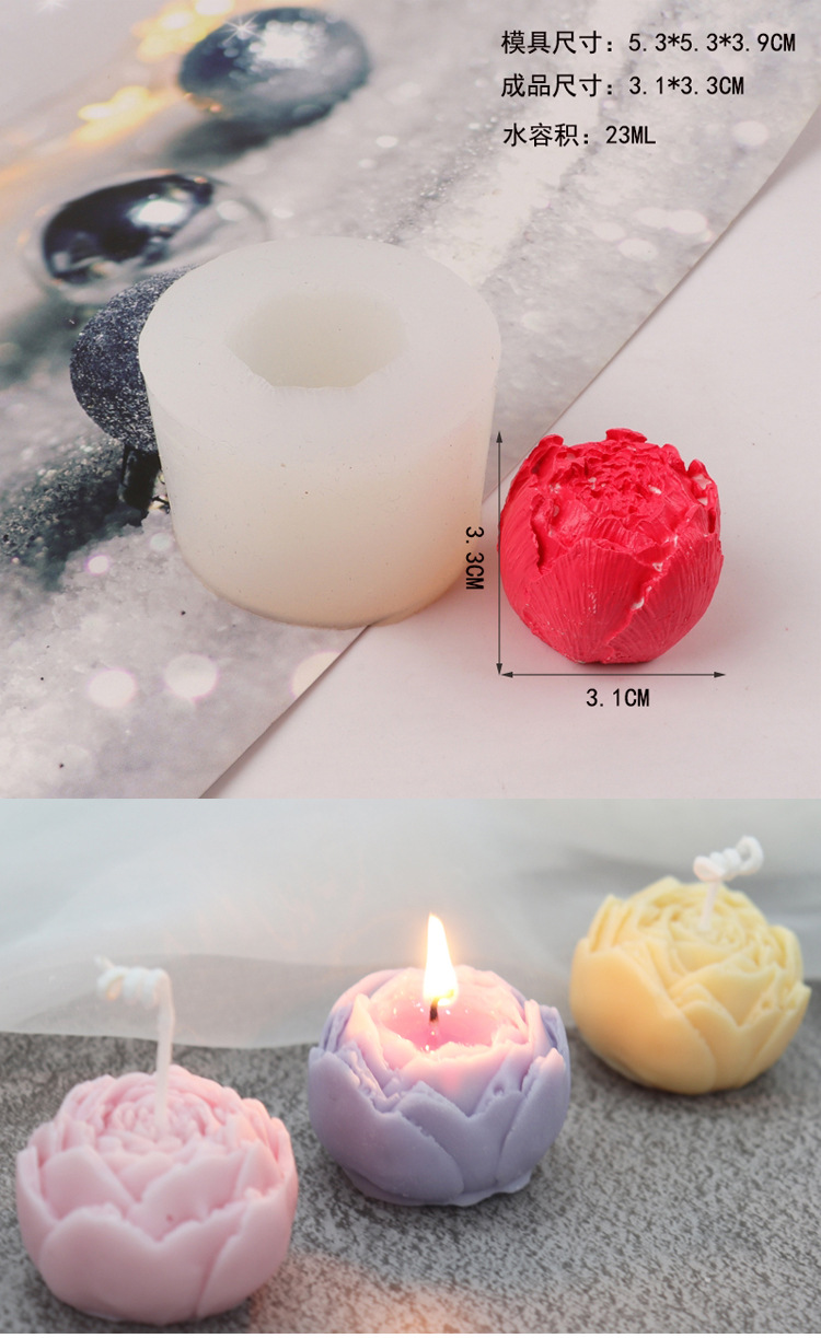 Candle Mould Austin Rose Bud Fondant Cake Mold DIY Peony Flower Fragrance Plaster Baking Tool Candle Mould Austin Rose Bud Fondant Cake Mold DIY Peony Flower Fragrance Plaster Baking Tool