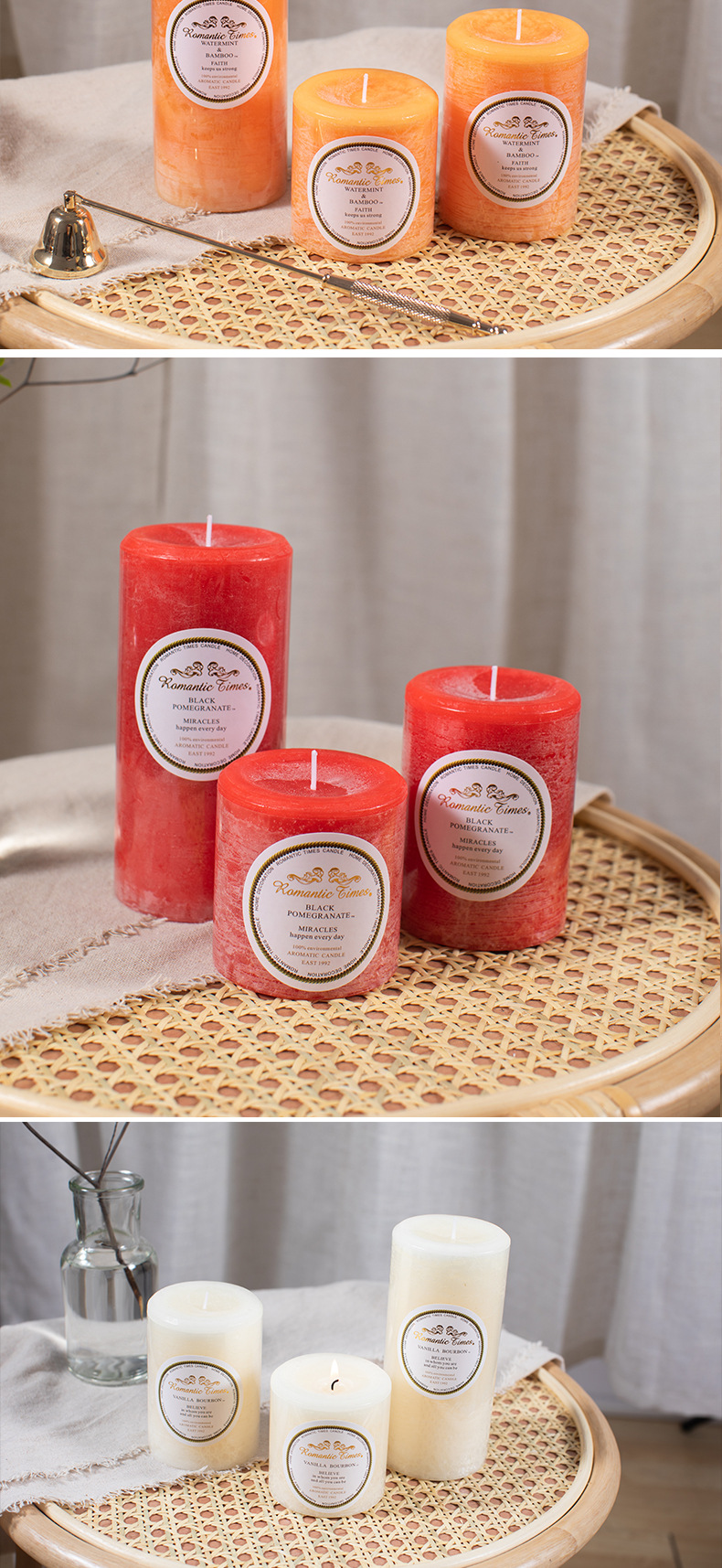 Romantic Candle Natural Organic Essence Oil Deodorant Cylindrical Aromatherapy Candle Wedding Fragrance Candle Small Size