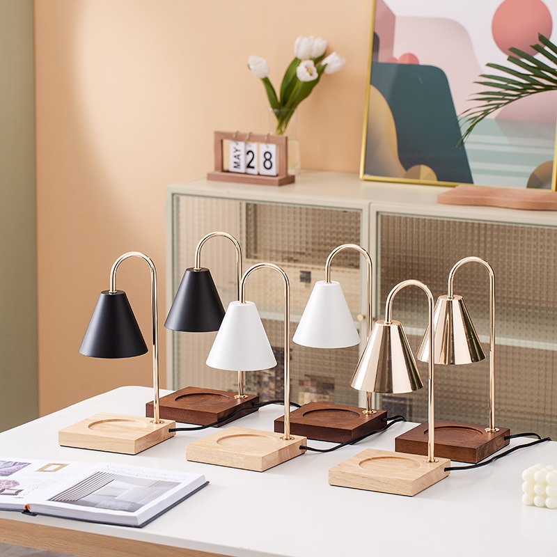 Fragrance Lamp Melting Wax Lamp Fragrance Essential Oil Melting Candle Melting Candle Lamp Bedroom Bedside Wooden Small Night Lamp Atmosphere Table Lamp