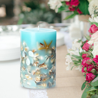 Aromatherapy candle inlaid with shell ocean craft smokeless candle except different candle smokeless indoor fragrance
