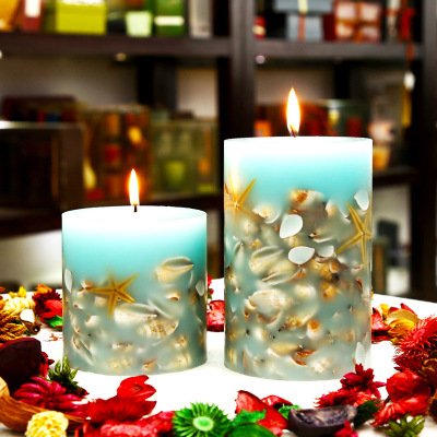 Aromatherapy candle inlaid with shell ocean craft smokeless candle except different candle smokeless indoor fragrance