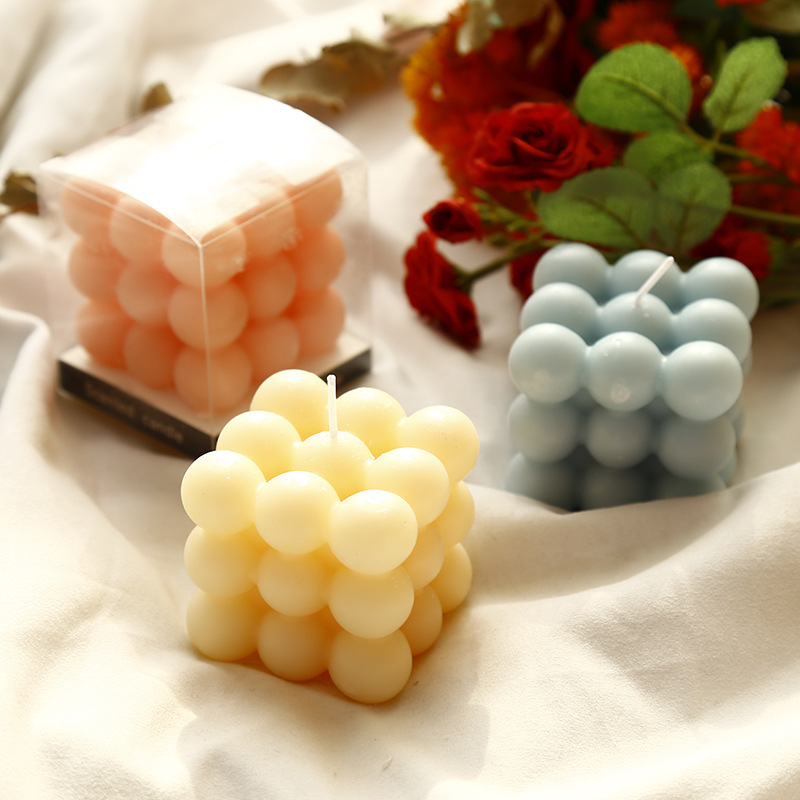 Korean Same Style Ins Internet Celebrity Rubik&#039;s Cube Aromatherapy Candle Home Fragrance Geometric Modeling Decoration Creative Photography Props