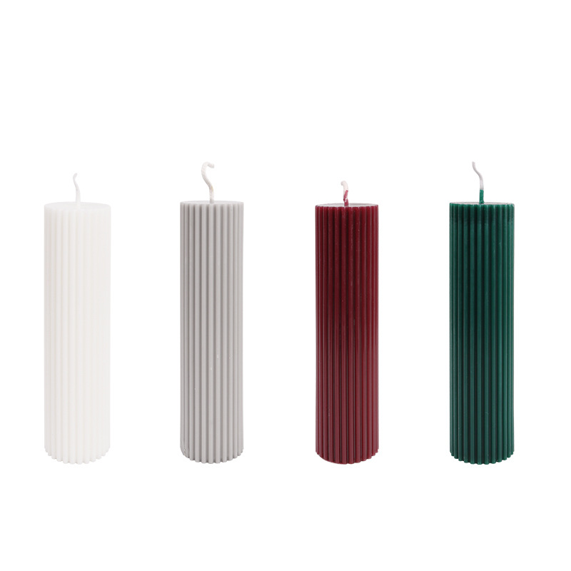 INS Nordic Aromatherapy Candle Home Indoor Fragrance Bedroom Living Room Creative Home Candle Striped Columnar Candle