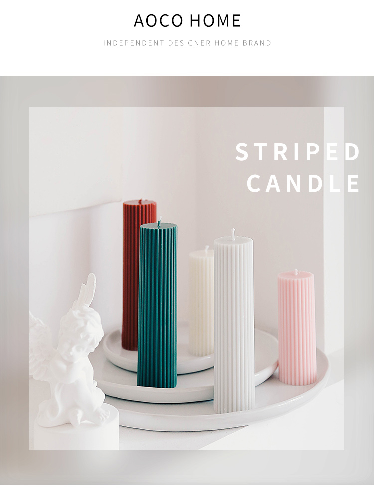 INS Nordic Aromatherapy Candle Home Indoor Fragrance Bedroom Living Room Creative Home Candle Striped Columnar Candle