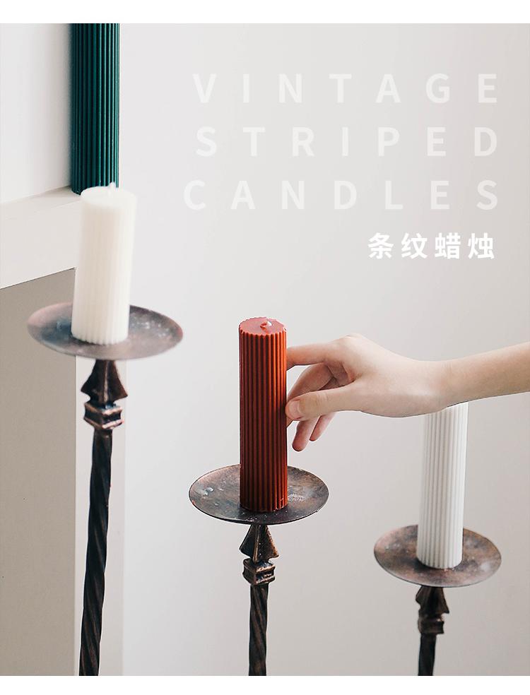 INS Nordic Aromatherapy Candle Home Indoor Fragrance Bedroom Living Room Creative Home Candle Striped Columnar Candle