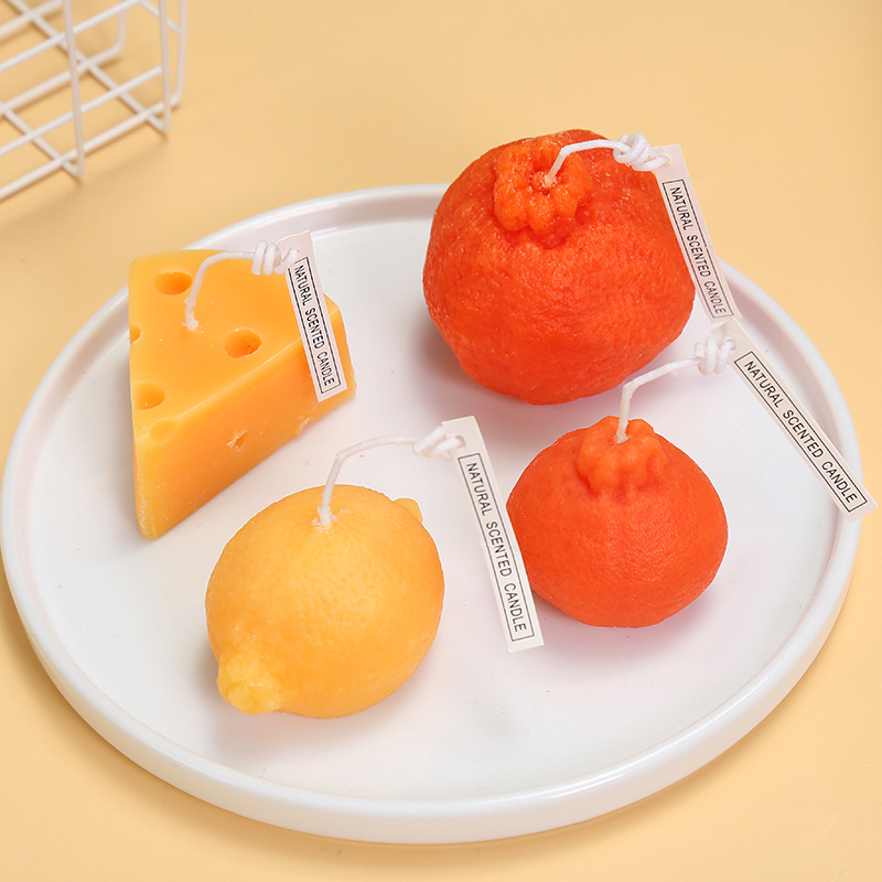 21 New Creative Fruit Small Tangerine Fragrance Aromatherapy Candle Light Crafts Hotel Indoor Romantic Atmosphere Ornaments