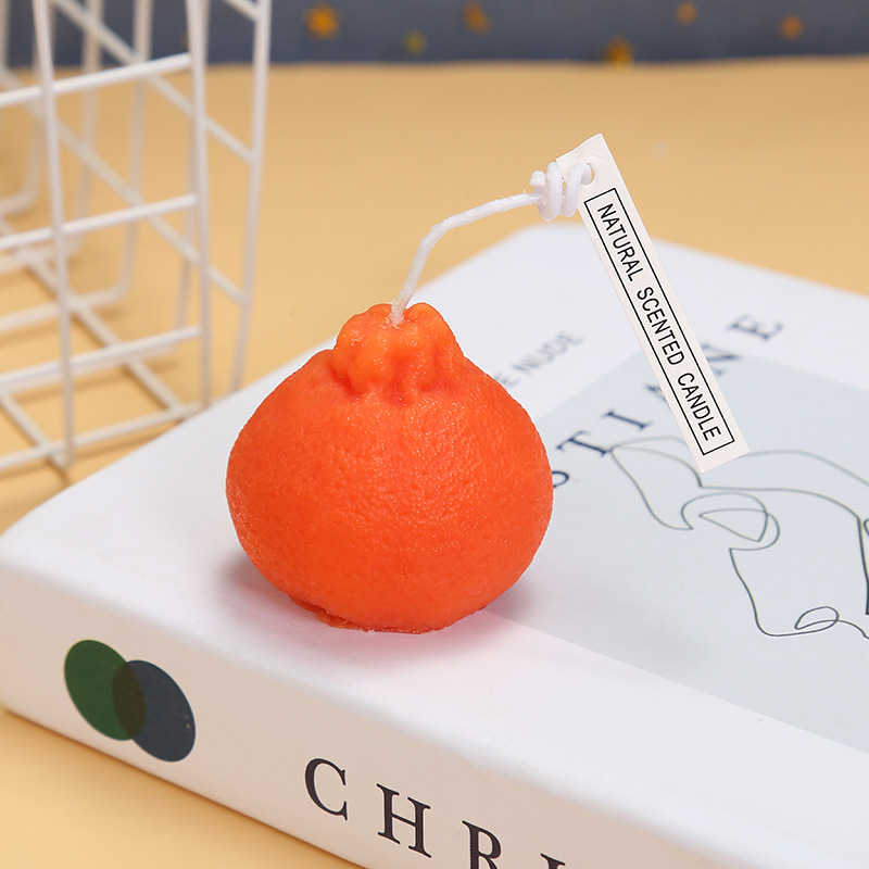 21 New Creative Fruit Small Tangerine Fragrance Aromatherapy Candle Light Crafts Hotel Indoor Romantic Atmosphere Ornaments