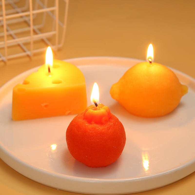 21 New Creative Fruit Small Tangerine Fragrance Aromatherapy Candle Light Crafts Hotel Indoor Romantic Atmosphere Ornaments