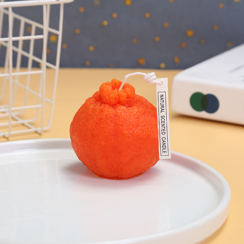 21 New Creative Fruit Small Tangerine Fragrance Aromatherapy Candle Light Crafts Hotel Indoor Romantic Atmosphere Ornaments