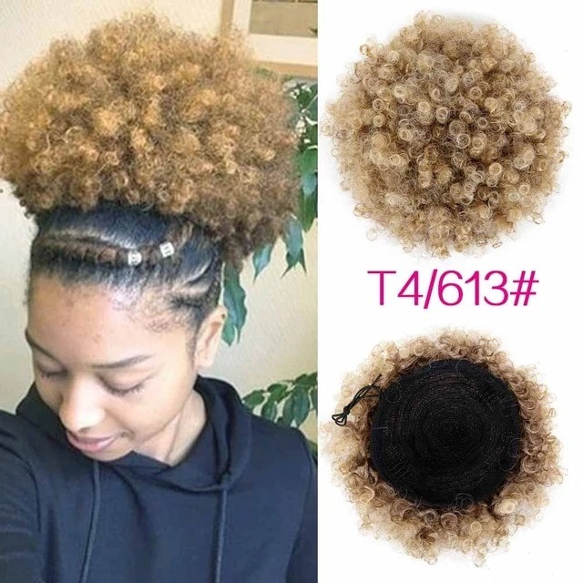 African Hair Bag Large and Small Caterpillar Hair Bag Afro Fluffy Micro-Curly Hair Bag Bun Wig Hair Bag