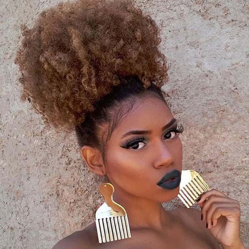 African Hair Bag Large and Small Caterpillar Hair Bag Afro Fluffy Micro-Curly Hair Bag Bun Wig Hair Bag