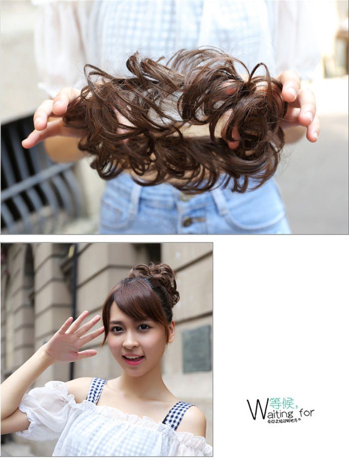 Wig Female Wig Hair Band Matte HighTemperature Fiber Ball Head Bun Hair Bag Rubber Band Curly Hair Band