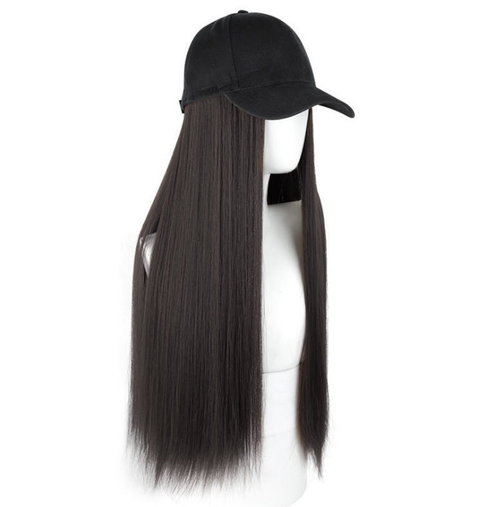 Fashion Long Curly Hair Internet Celebrity Peaked Cap Autumn and Winter Style Natural Full-Head Wig