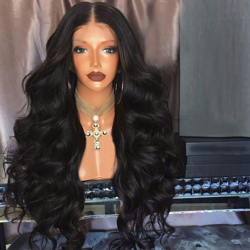 Cross-Border European and American Style Wig Black Big Wave Women&#039;s Wig Fashion African Curly Hair Customizable Front Lace Wig