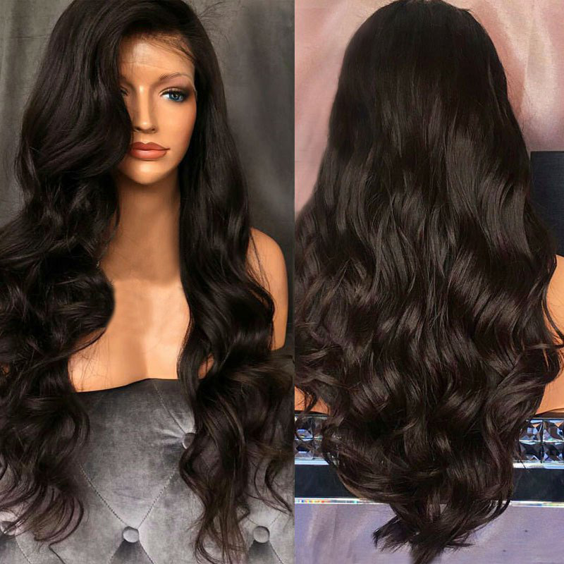 Cross-Border European and American Style Wig Black Big Wave Women&#039;s Wig Fashion African Curly Hair Customizable Front Lace Wig