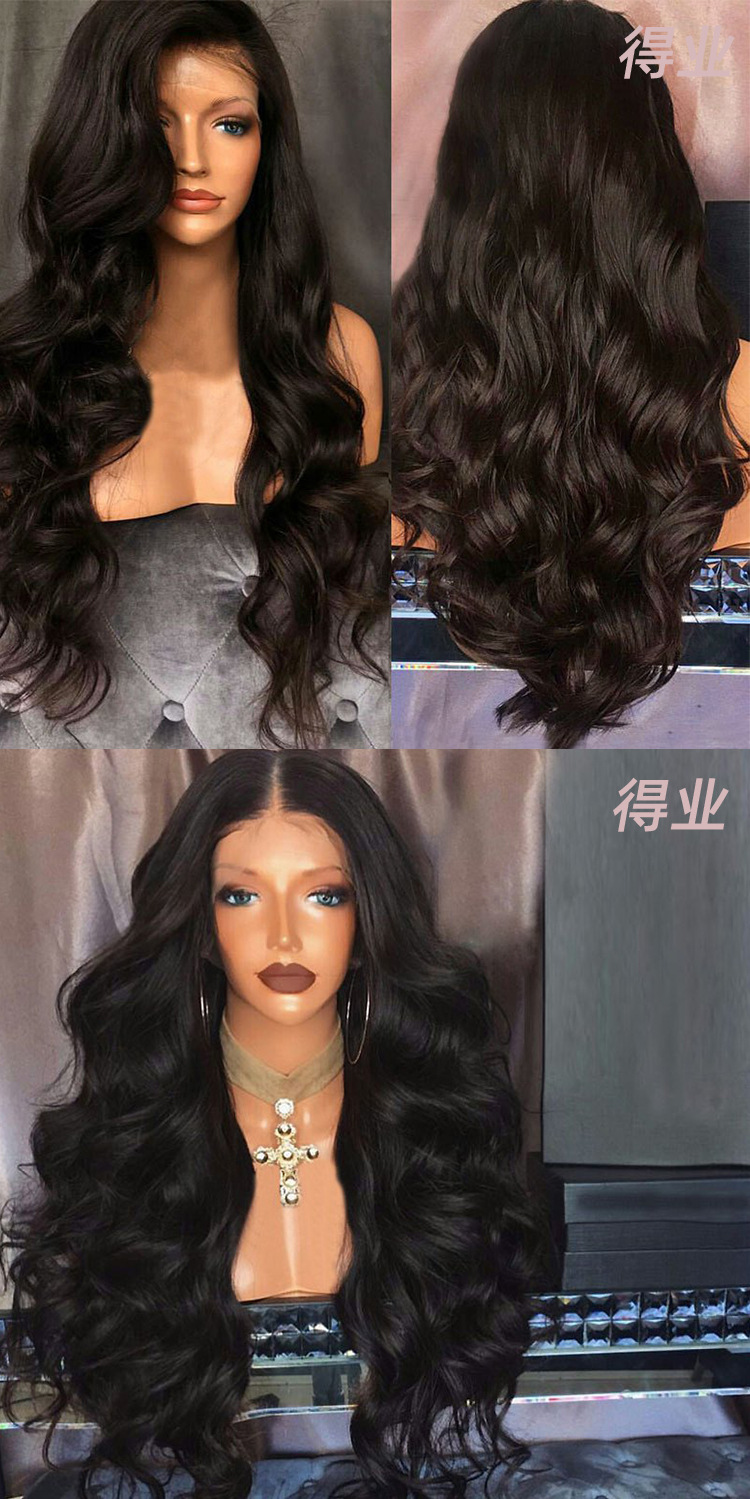 Cross-Border European and American Style Wig Black Big Wave Women's Wig Fashion African Curly Hair Customizable Front Lace Wig