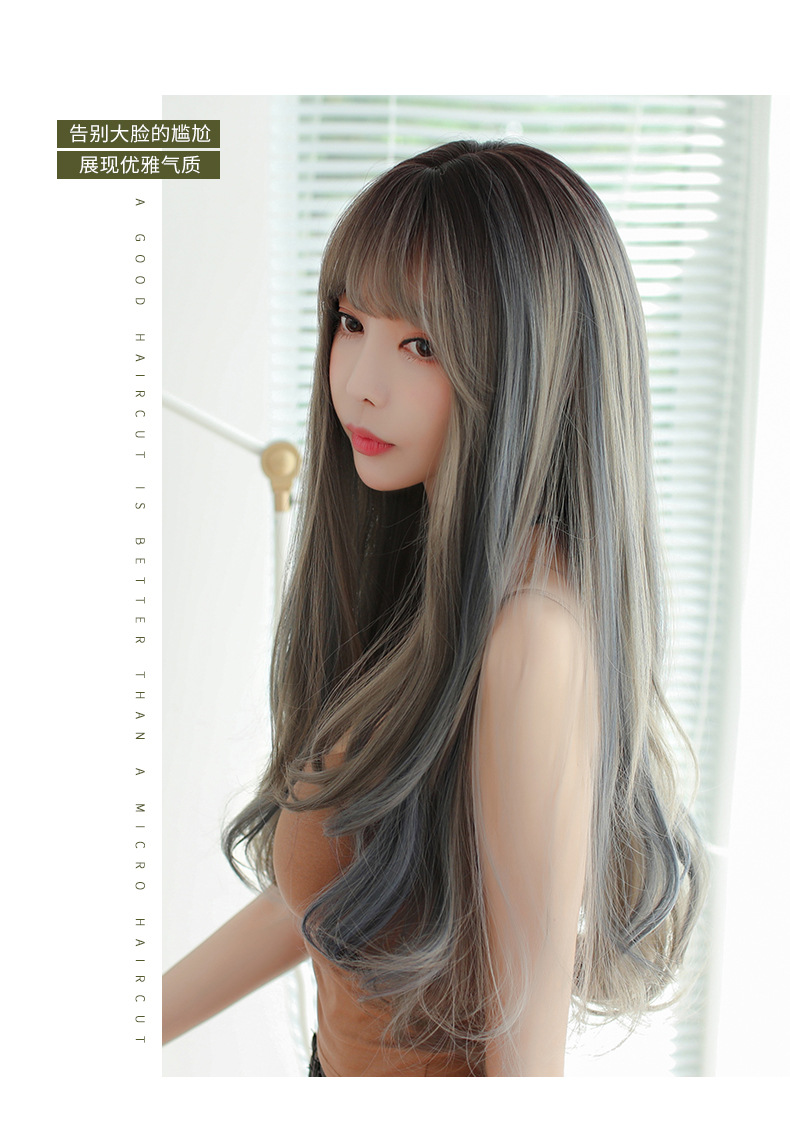 Amazon New Japanese and Korean Wig Female Foreign Trade Long Curly Hair Realistic Chemical Fiber High-Temperature Fiber Wig Head Cover Wholesale Amazon New Japanese and Korean Wig Female Foreign Trade Long Curly Hair Realistic Chemical Fiber High-Temperature Fiber Wig Head Cover Wholesale