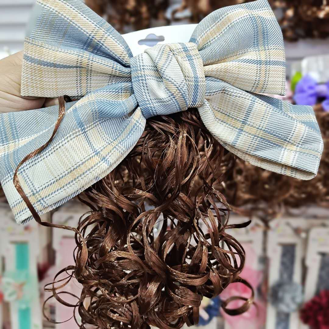 Children's Wig Headwear Bow Hairpin Princess Style Little Girl Big Wave Long Curly Hair Ponytail Girls Hair Accessories Children's Wig Headwear Bow Hairpin Princess Style Little Girl Big Wave Long Curly Hair Ponytail Girls Hair Accessories