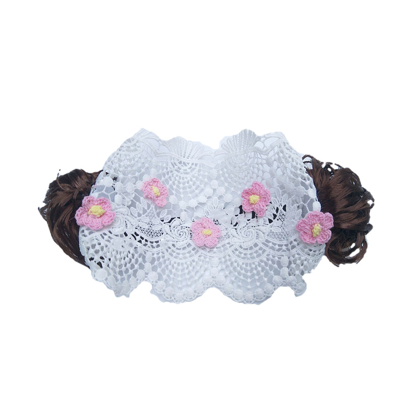 Douyin Online Influencer Same Style Girls&#039; Wig Headdress Children&#039;s Bangs Hair Band Flower Bow Tie Curly Wig Hair Band