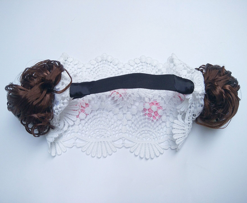 Douyin Online Influencer Same Style Girls' Wig Headdress Children's Bangs Hair Band Flower Bow Tie Curly Wig Hair Band