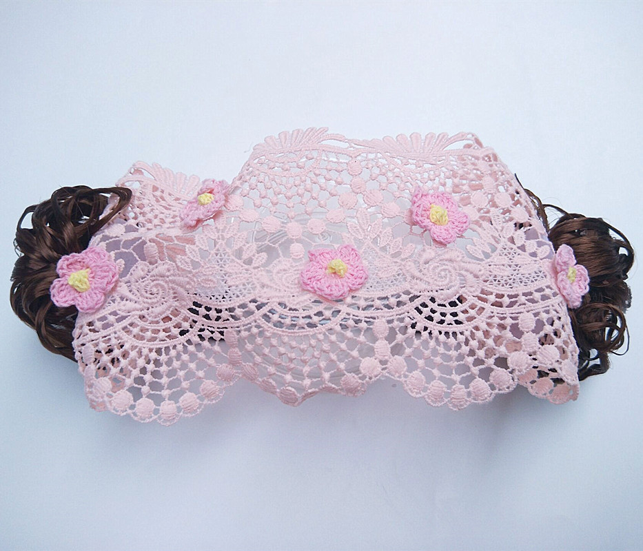 Douyin Online Influencer Same Style Girls' Wig Headdress Children's Bangs Hair Band Flower Bow Tie Curly Wig Hair Band