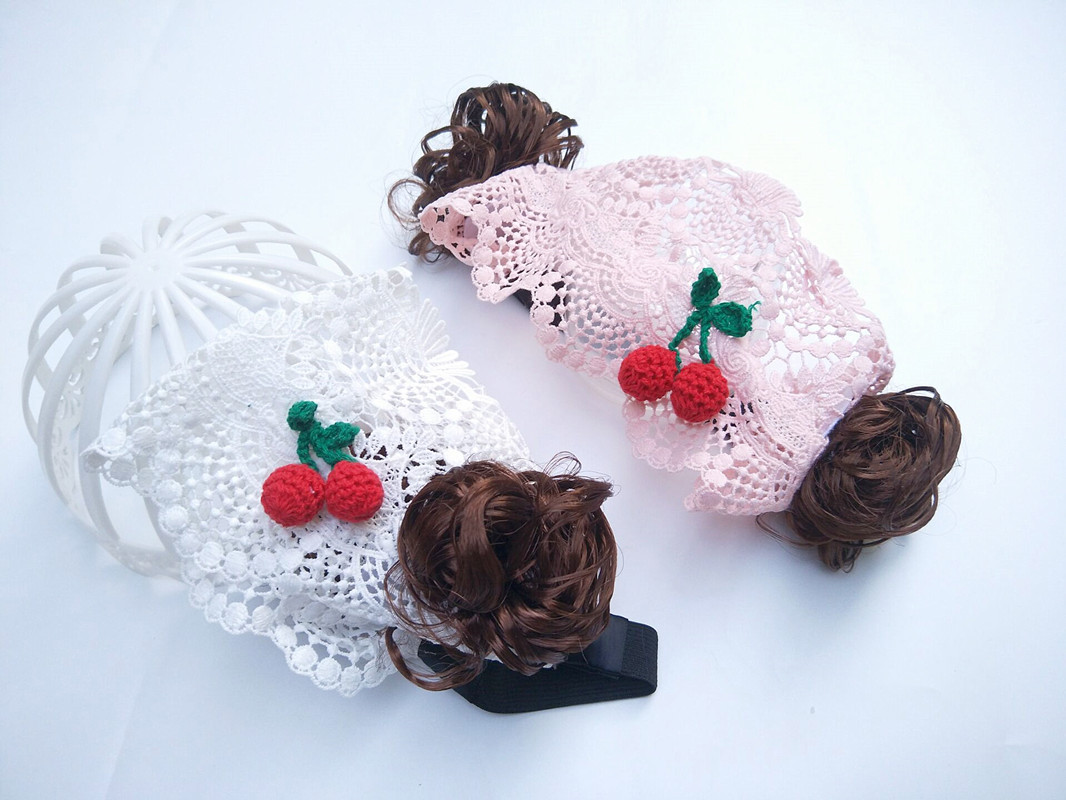Douyin Online Influencer Same Style Girls' Wig Headdress Children's Bangs Hair Band Flower Bow Tie Curly Wig Hair Band