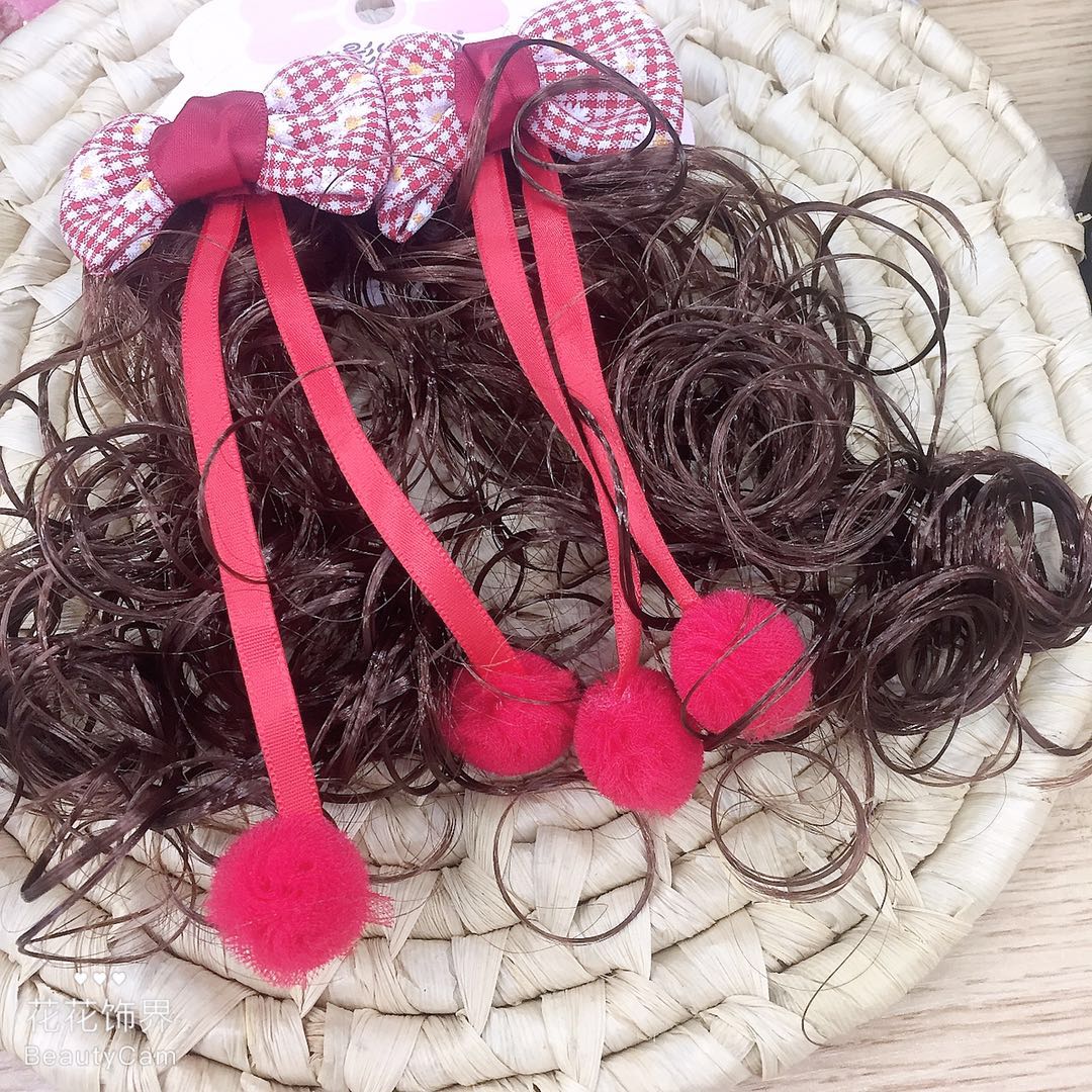 Barrettes Wig Headdress Princess Little Girl Hair Ball Ribbon Curly Hair Shape Girl Baby Hair Accessories