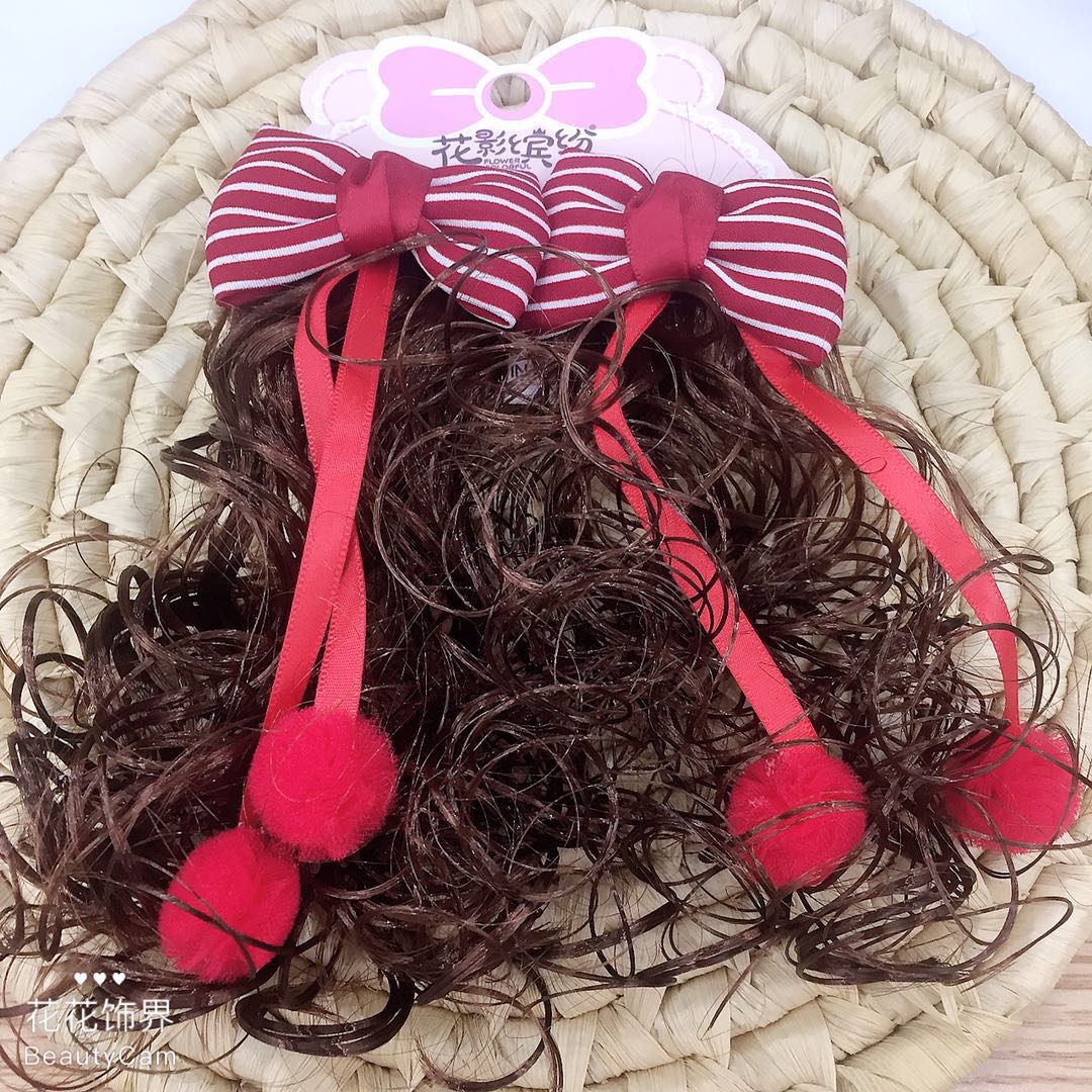 Barrettes Wig Headdress Princess Little Girl Hair Ball Ribbon Curly Hair Shape Girl Baby Hair Accessories