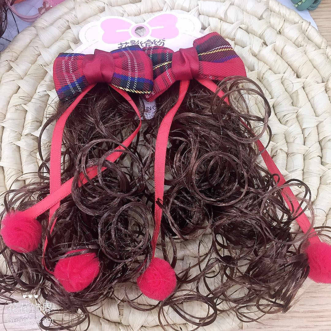 Barrettes Wig Headdress Princess Little Girl Hair Ball Ribbon Curly Hair Shape Girl Baby Hair Accessories