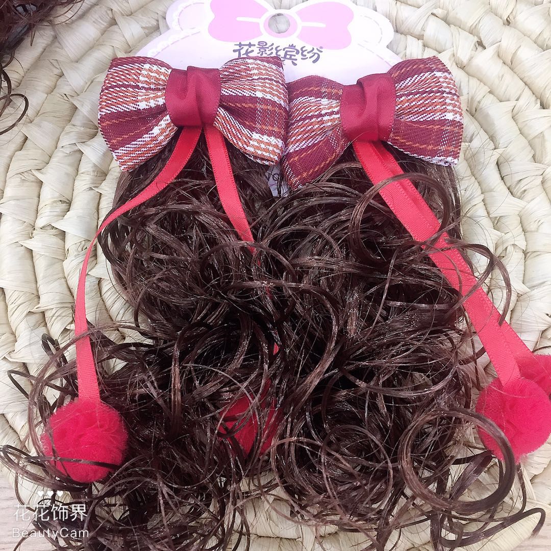 Barrettes Wig Headdress Princess Little Girl Hair Ball Ribbon Curly Hair Shape Girl Baby Hair Accessories