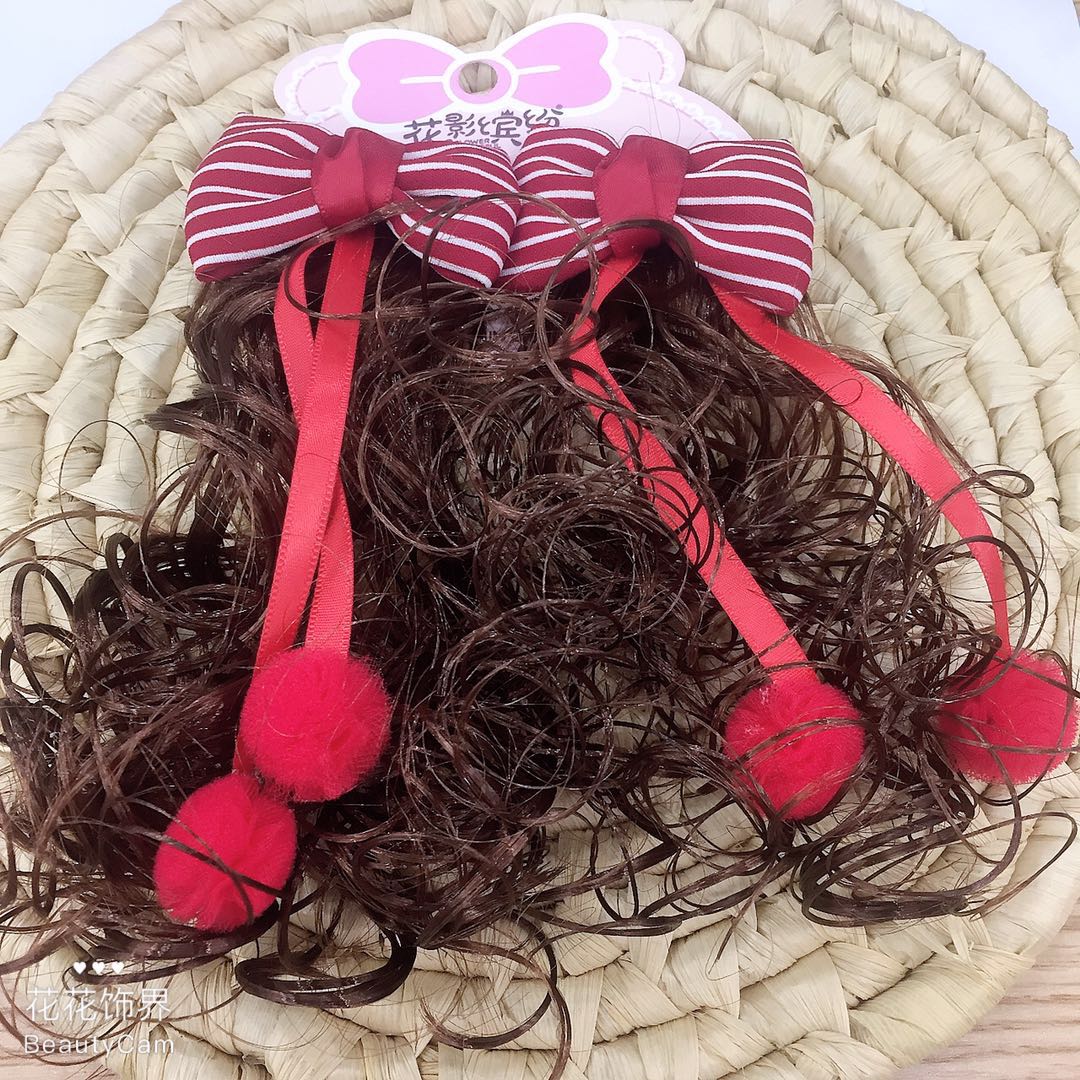 Barrettes Wig Headdress Princess Little Girl Hair Ball Ribbon Curly Hair Shape Girl Baby Hair Accessories