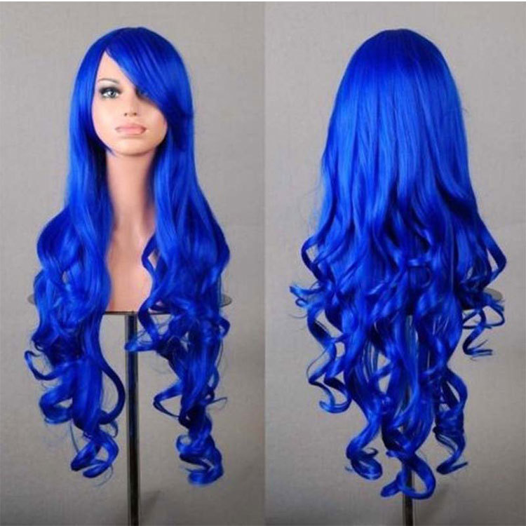 European and American Popular Color Wig Harajuku Style 80cm Long Curly Hair Cosplay Anime Wig Cheap Wholesale