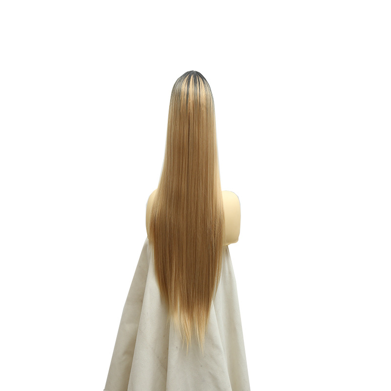European And American Mid-End Women &#039;S Long Straight Hair Dyed Rose Net Wig Women &#039;S Foreign Trade European And American Style Wig Wholesale