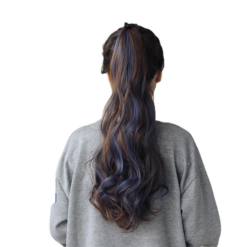 Natural Tie-Type Dyed Long Hair Braid Long Ponytail Women&#039;s Big Wave Curly Hair Wig Women&#039;s High Ponytail Wig