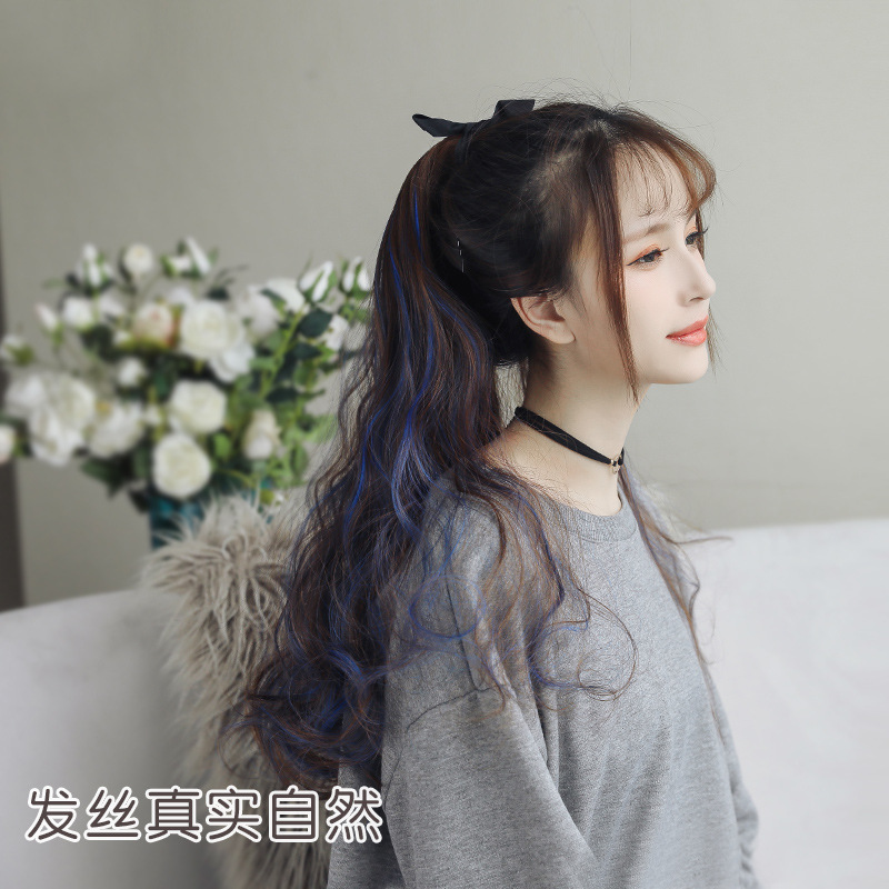 Natural Tie-Type Dyed Long Hair Braid Long Ponytail Women&#039;s Big Wave Curly Hair Wig Women&#039;s High Ponytail Wig