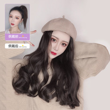 Natural Tie-Type Dyed Long Hair Braid Long Ponytail Women's Big Wave Curly Hair Wig Women's High Ponytail Wig