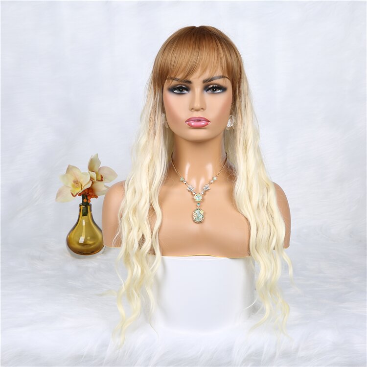European and American Style Wig Bangs Corn Curler Long Curly Hair Small Curls Long Curly Hair Golden Wig Dyed Hot Wig Head Cover