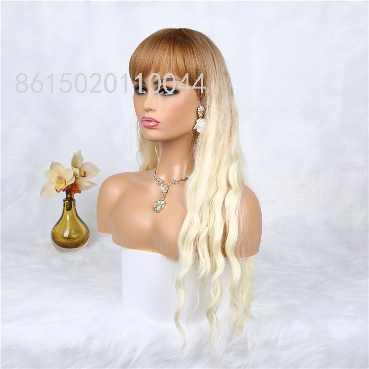 European and American Style Wig Bangs Corn Curler Long Curly Hair Small Curls Long Curly Hair Golden Wig Dyed Hot Wig Head Cover European and American Style Wig Bangs Corn Curler Long Curly Hair Small Curls Long Curly Hair Golden Wig Dyed Hot Wig Head Cover