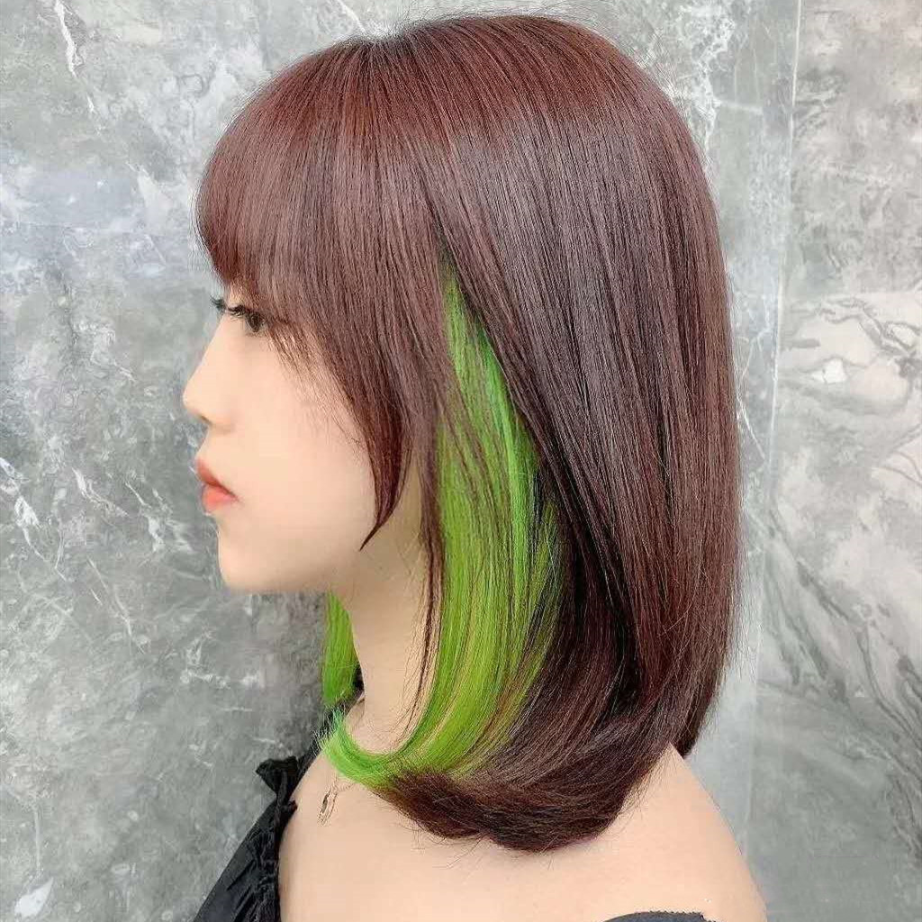 Color EarHanging Dyed Long Straight Hair Highlighting Gradient OnePiece Hair Extension Seamless Invisible Wig Set