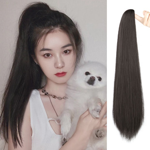 Color EarHanging Dyed Long Straight Hair Highlighting Gradient OnePiece Hair Extension Seamless Invisible Wig Set