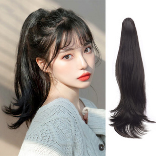Color EarHanging Dyed Long Straight Hair Highlighting Gradient OnePiece Hair Extension Seamless Invisible Wig Set