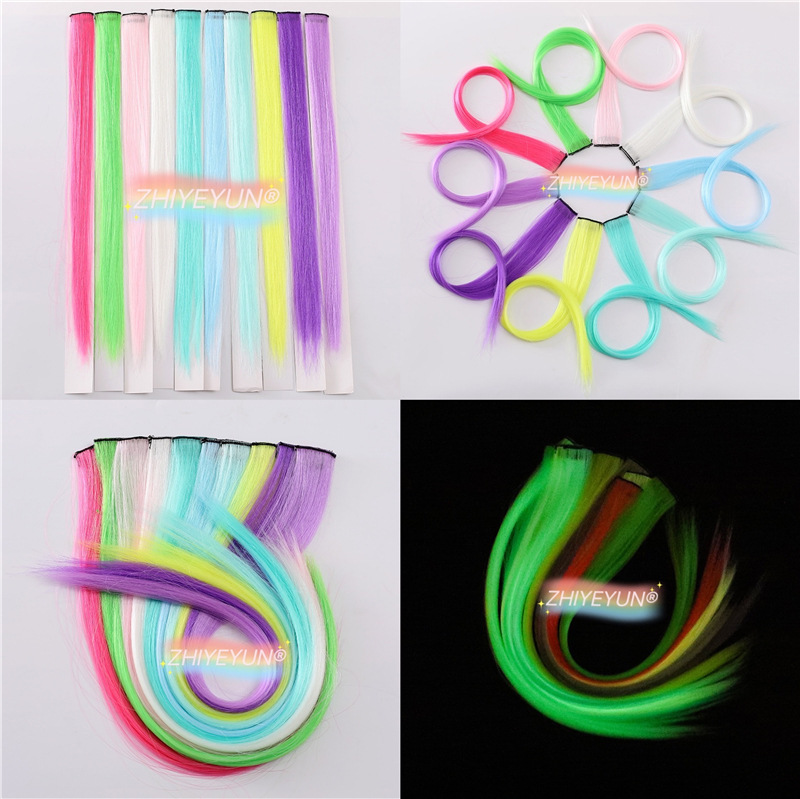 Cross-Border Chemical Fiber Wig Luminous Hair Piece Ear-Hanging Dyed Color Seamless Hair Extension Hair Piece Luminous Single Piece Hairpiece Clip Wig Cross-Border Chemical Fiber Wig Luminous Hair Piece Ear-Hanging Dyed Color Seamless Hair Extension Hair Piece Luminous Single Piece Hairpiece Clip Wig