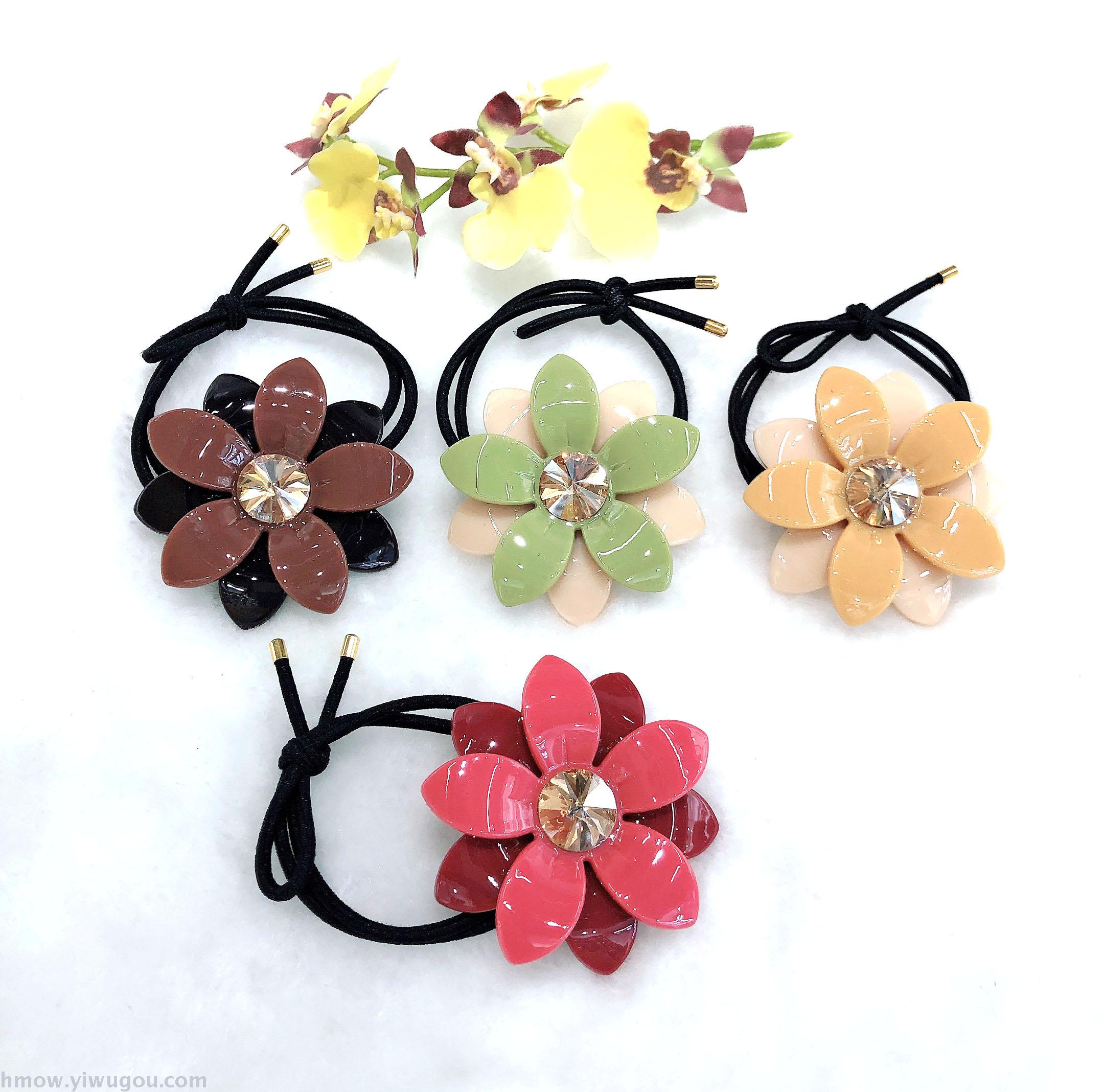 Flower hair rope South Korea Simple temperament hair ring girl Joker fascinate hair band hair hoop blonde buttons