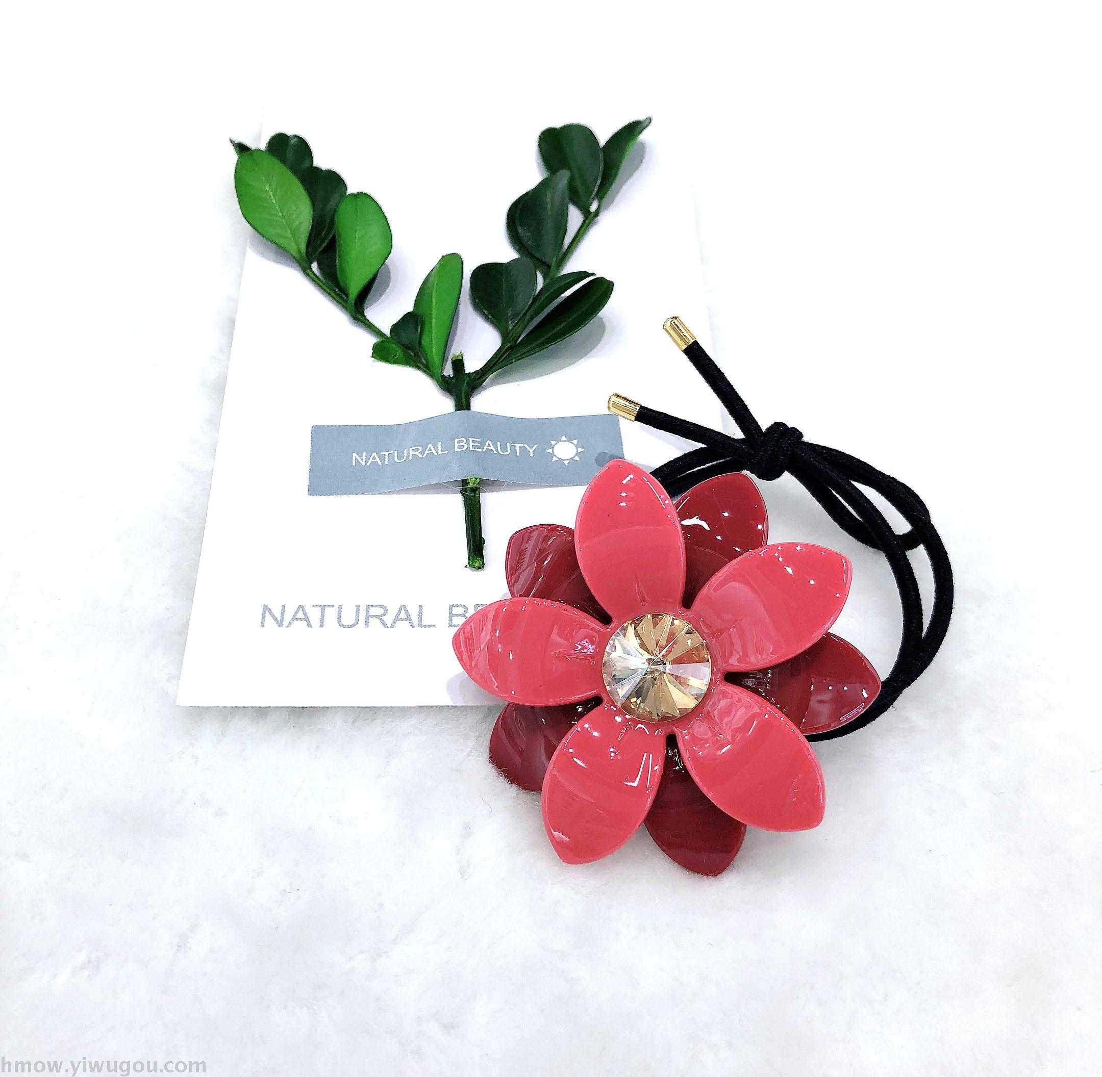 Flower hair rope South Korea Simple temperament hair ring girl Joker fascinate hair band hair hoop blonde buttons
