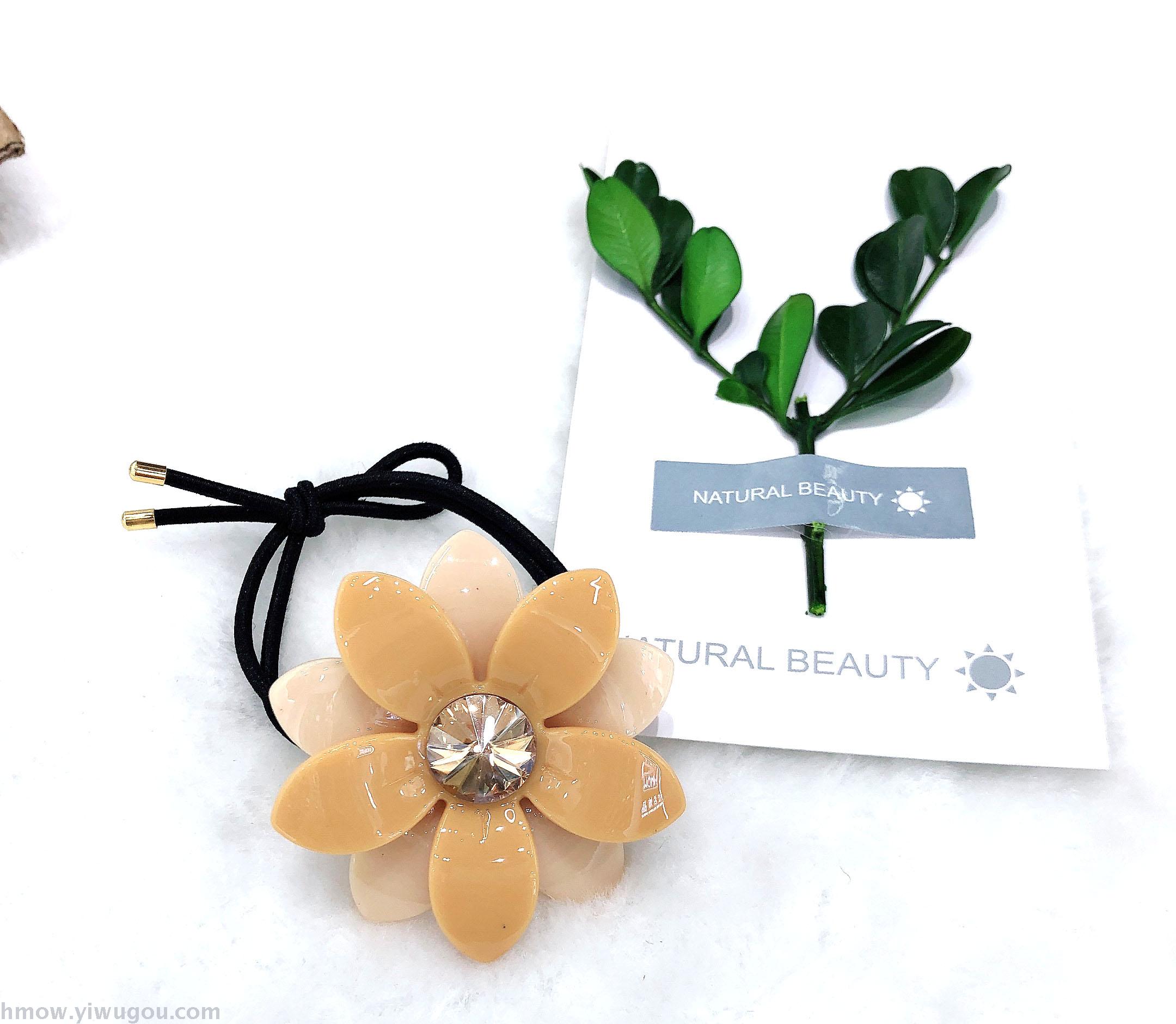 Flower hair rope South Korea Simple temperament hair ring girl Joker fascinate hair band hair hoop blonde buttons